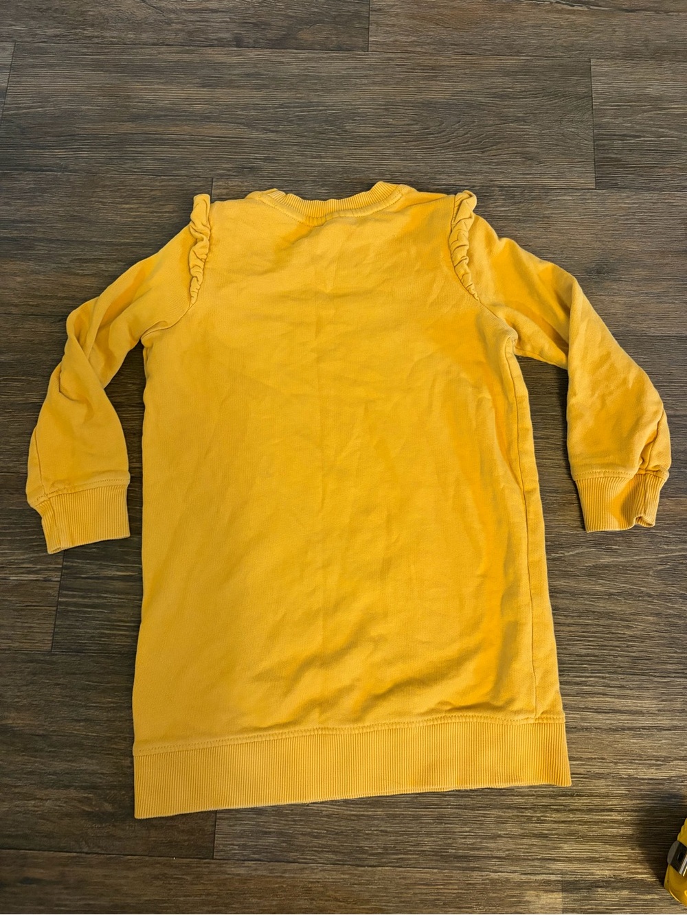 Hanna Andersson Girl Yellow Sweatshirt Long Sleeve Dress W/ Ruffle Detail Size 5 - Picture 6 of 6